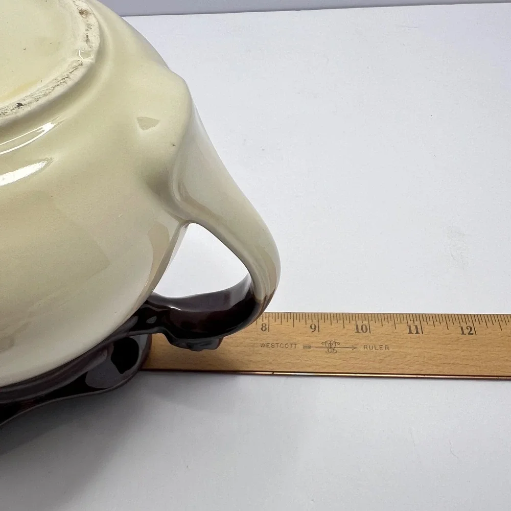 McCoy Grapes Pitcher 7515 Brown Cream Retro USA Vintage Pottery Jug Farmhouse